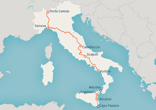 Map of E1 in italy