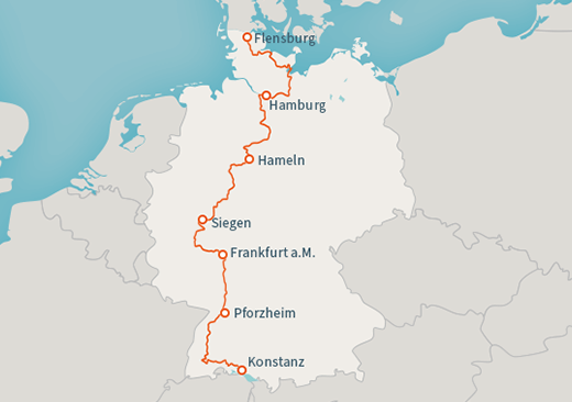 Map of E1 in Germany