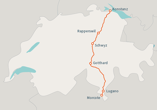 Map of E1 in switzerland