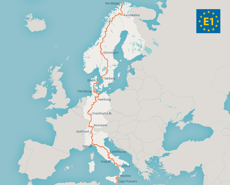 Streckenverlauf Europawanderweg 1