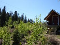 Bei Ekås liegt diese kleine, nicht verzeichnete Hütte. Sie steht offen. Zwei Bänke, zum Schlafen geeignet. Kein Wasser in der Nähe, keine Toilette. Aber idyllisch gelegen